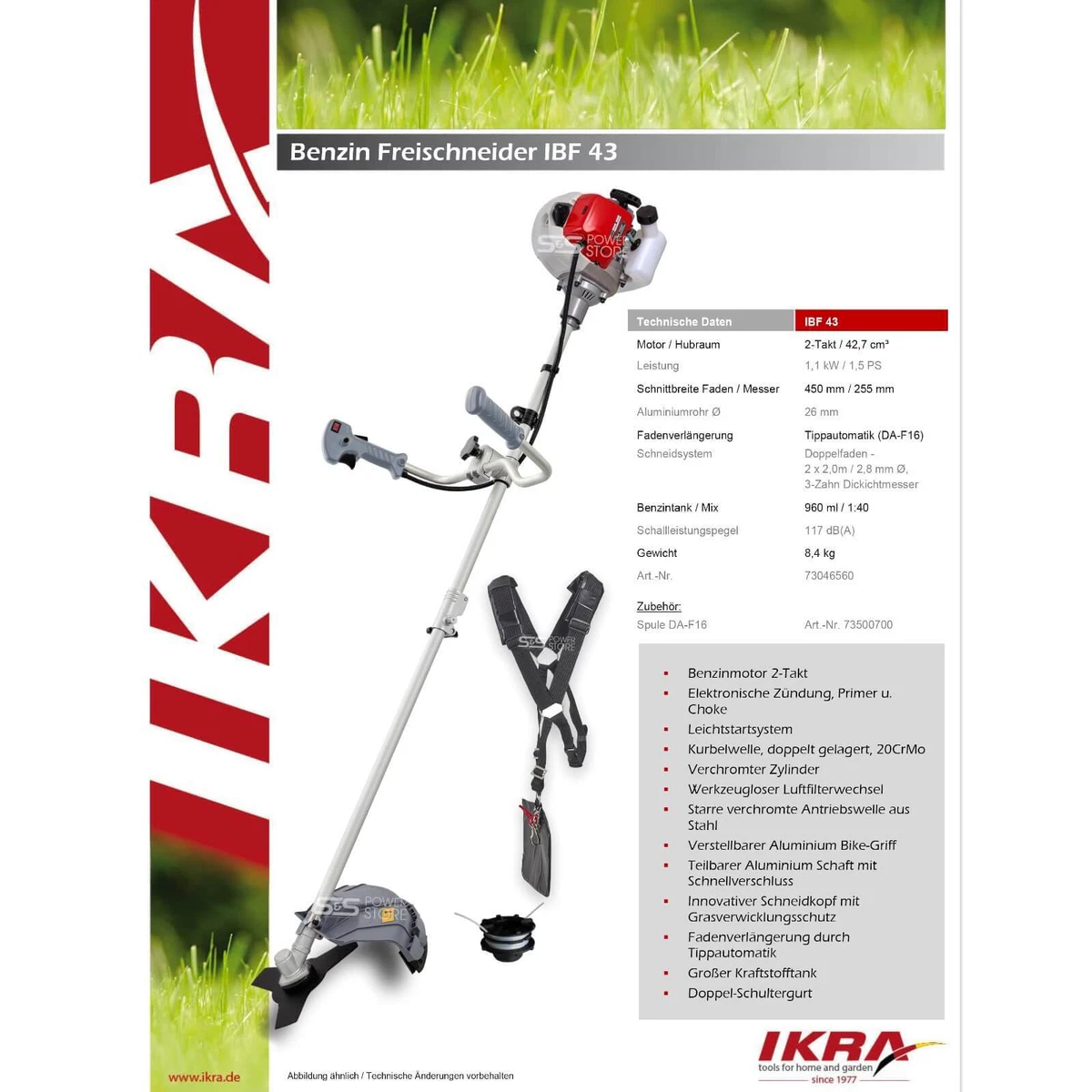 Benzin Freischneider IKRA IBF 43 Motorsense Doppelhandgriff 