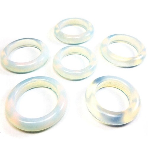 Natural Quartz Opal Crystal Agate Gem Ring Round Charm Rings Amulet Unisex Decor - Picture 4 of 15