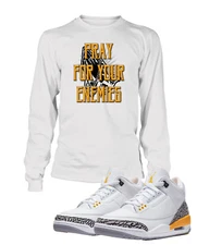 Mens Pray for Your Enemies Graphic Sneaker Tee Shirt to Match J3 Laser Orange