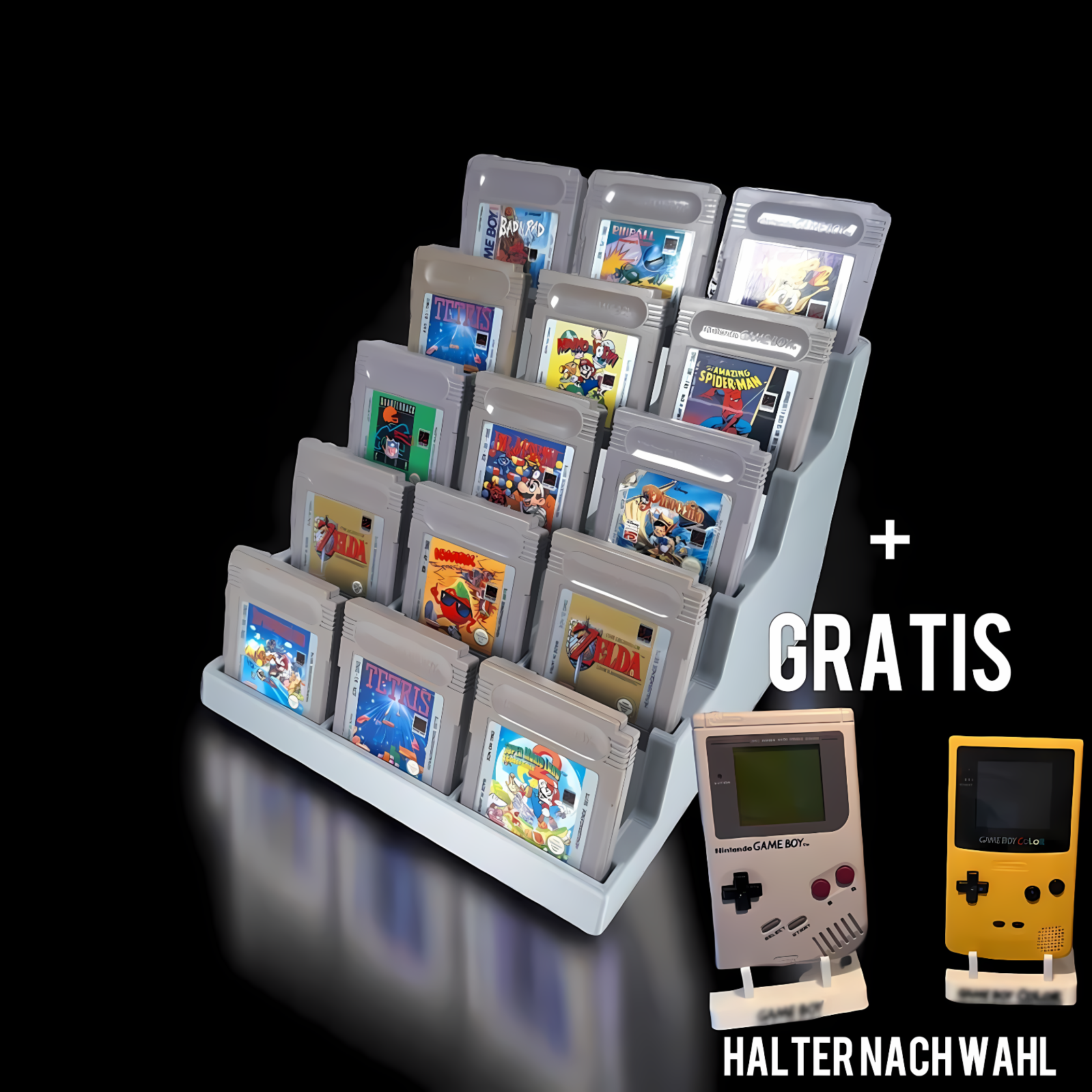 Spielehalter passend für Gameboy Spiele Ständer Aufsteller Display GB GBC GBA
