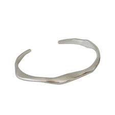 Ladies 925 Sterling Silver Modern Irregular Wave Effect Bangle UK Handmade