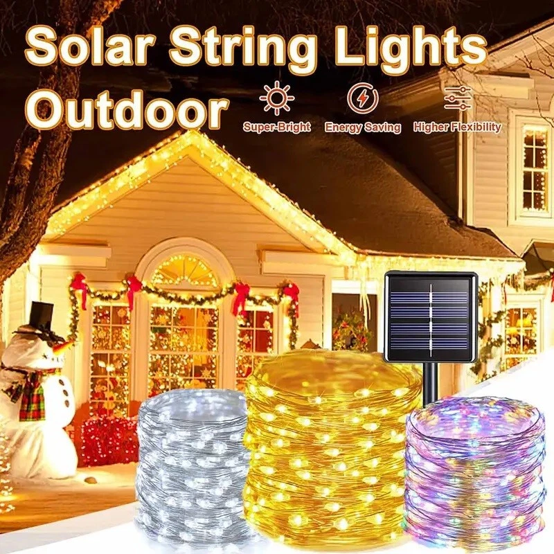 Solar String Lights LED Lights Waterproof Copper Wire Fairy Outdoor Garden Party - Image 3 of 4