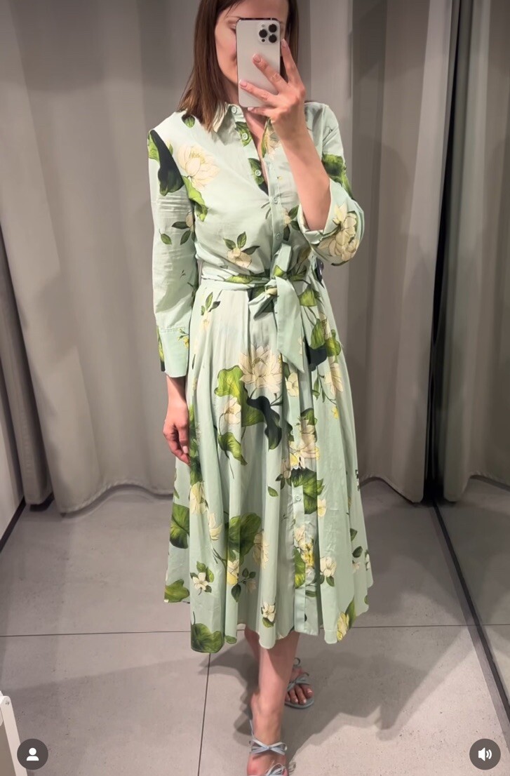 ZARA NWT WOMAN SS24 FLORAL SHIRTDRESS ZW COLLECTION GREEN ZARA NWT WOMAN SS24 FLORAL SHIRTDRESS ZW COLLECTION GREEN