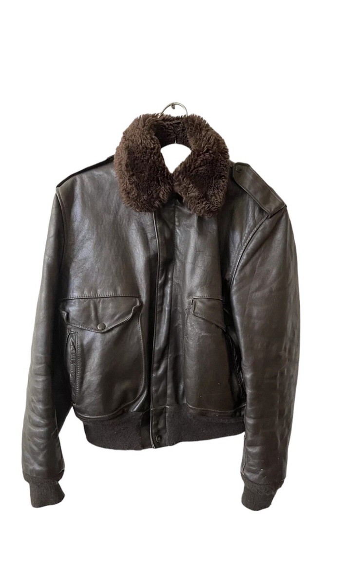 Vintage Schott Flight Bomber Jacket Mens Leather Sherpa I-S-684