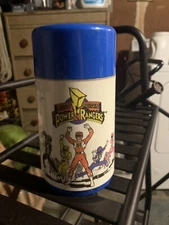 MIGHTY MORPHIN POWER RANGERS Plastic Vintage Thermos Sahan 1994 Blue