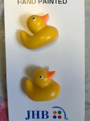 Karte JHB handbemalt GELBE ENTEN realistisch Neuheit Kinder Knopf