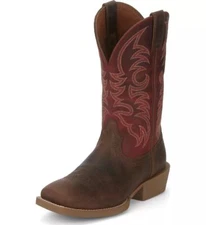 NIB MEN'S JUSTIN SE7610 STAMPEDE SYRUP BROWN WATER BUFFALO CASUAL LEATHER BOOT