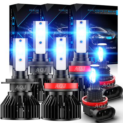 For Saab 9-3 2008-2009 LED 8000K Combo Headlight Hi/Low Beam+Fog Light 6PCs