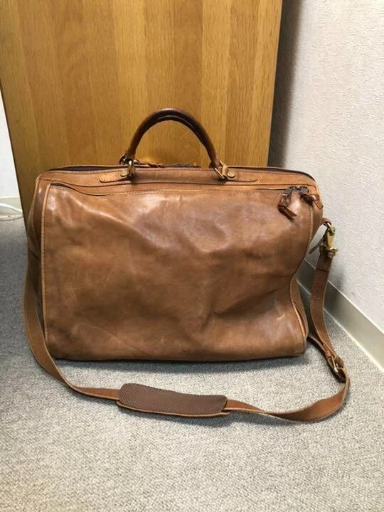 Bolso de Hombro Brooks Brothers Para Hombre Boston Lona Cuero Marrón Informal ¡Auténtico! Foto 2 de 4