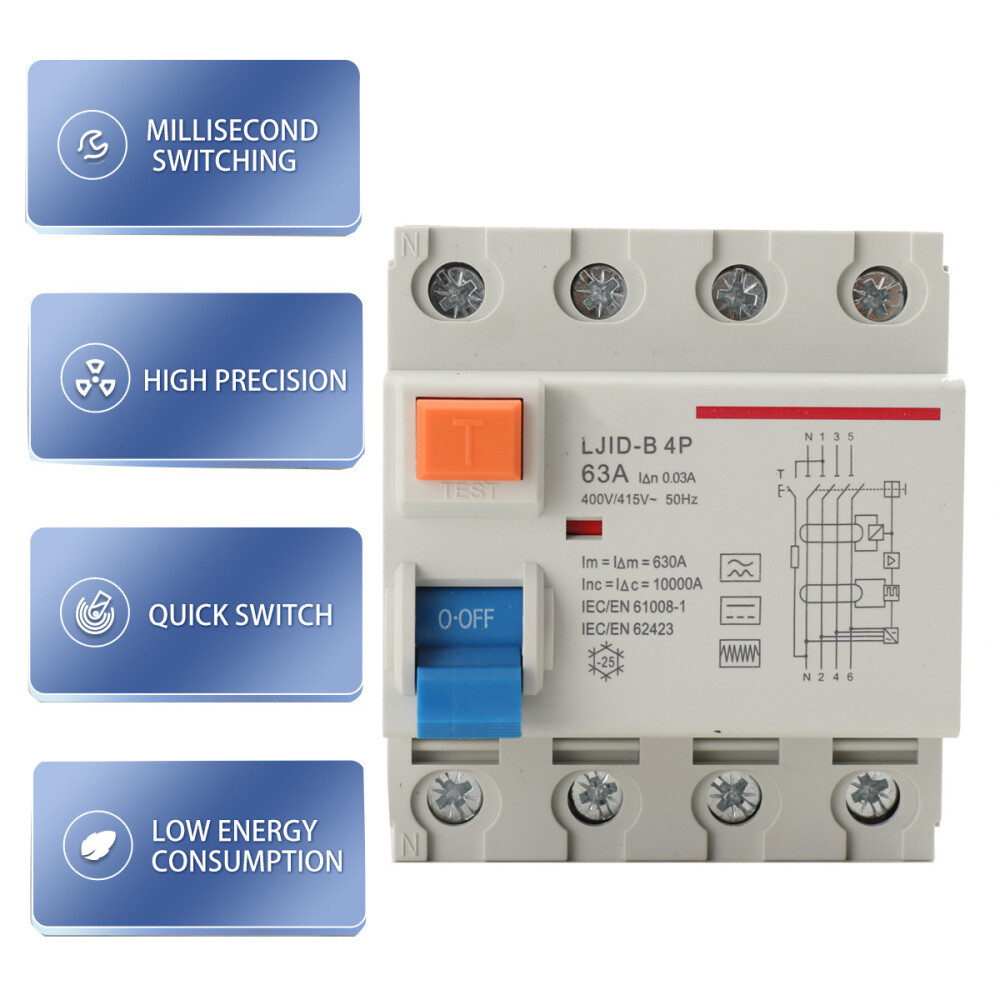 Interruptor de protección de corriente de fallo FI RCD tipo B 63A 30mA Wallbox coche eléctrico sensible a todas las corrientes