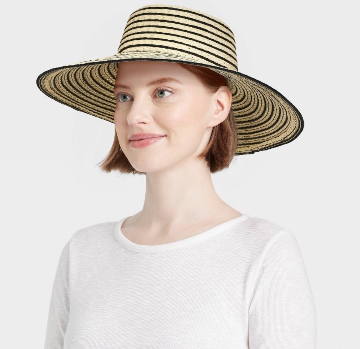 INC Natural Black Striped-Brim Floppy Hat, One Size New w/Tag $48.50 Wide Brim Floppy｜Sun-Blocking Straw Hat | Eric Javits main image 4