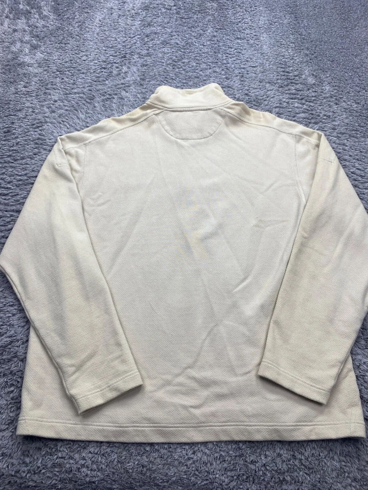 Aigle Sweater Men XL Beige Fleece Mock Neck Henley Pullover Sweatshirt - Image 2 of 4