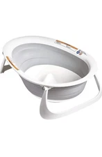 Boon Naked 2-Position Collapsible Baby Bath Tub, With Original Box, White/Green