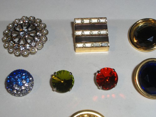 8 BOTTONI GIOIELLO STRASS CRISTALLI RECUPERATI SARTORIA ANNI 80 NUOVI - Foto 2 di 3