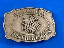 Vintage Fairchild Distribution company logo promotional belt buckle