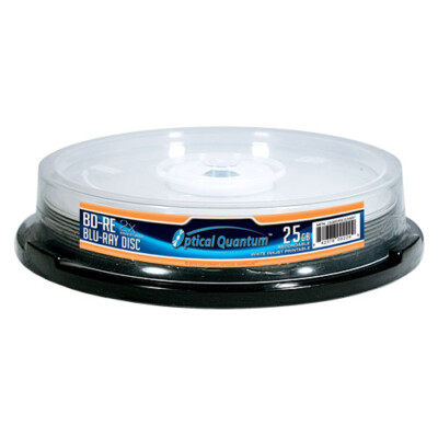 10 Optical Quantum 2x 25GB Blu-ray BD-RE Rewritable White Inkjet OQBDRE02WIP-10