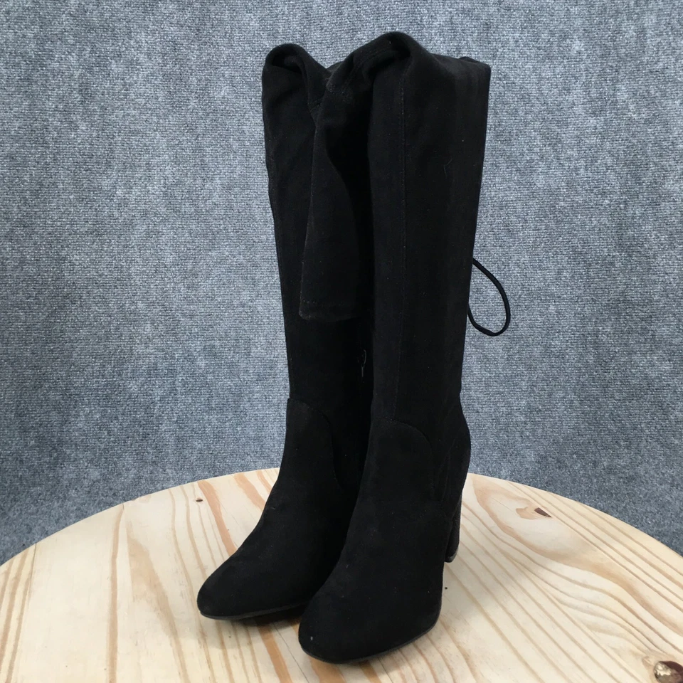 Botas Unisa para mujer 6,5 M sobre la rodilla negras con cordones tacones en bloque informales cremallera lateral Foto 3 de 4