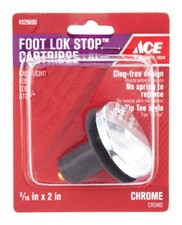 Foot Lock Stop Chrome Tub Cartridge Clog Free Design Tip Toe Style 5/16 by 2 in