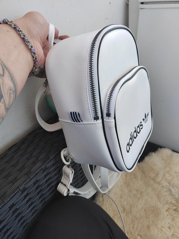 adidas originals mini backpack in white faux leather