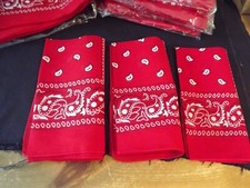 3 NEW red paisley WESTERN BANDANAS scarves napkins NWOT