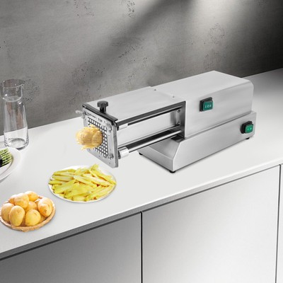 Electric Potato Slicer French Fries Cutter Stainless Steel 1/2'' 3/8'' Grid Blades