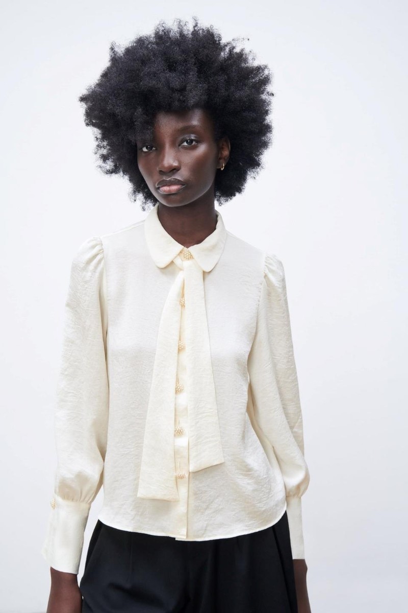 トップス sari Zara Off White Tied Shirt XL 8913 478 712 NWT DAMAGED | eBay