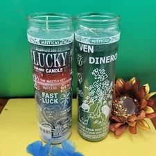 Money Drawing candle Ven dinero And  Fast Luck Candle Bundle Pack Multicolored 