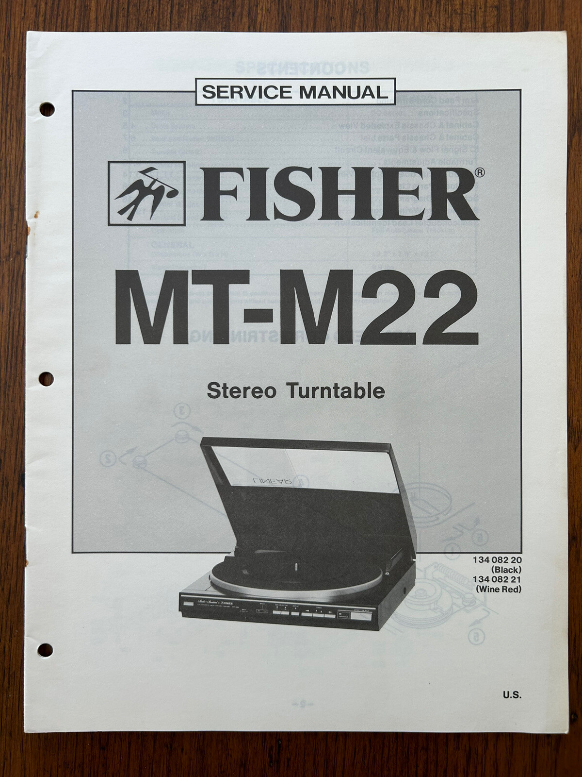 Fisher MT-M22 Vintage Stereo Turntable Service Manual OEM Repair Guide