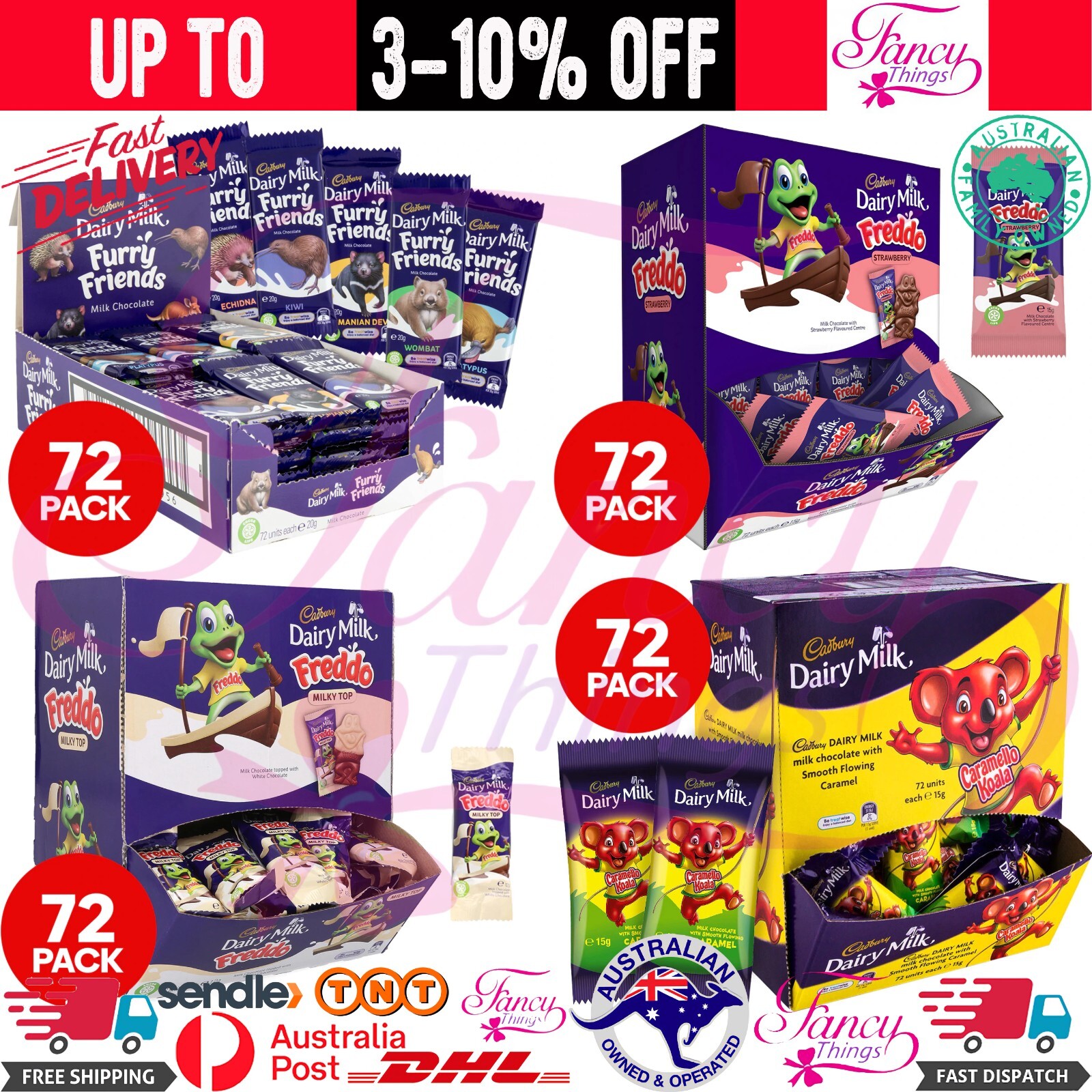 Bulk Lot 72 x Cadbury Dairy Milk Chocolate Freddo Frog Caramello Koala