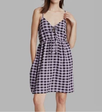 Wild Fable Sleeveless Dress Purple/Black Checkered Size L MSRP $25 Women's