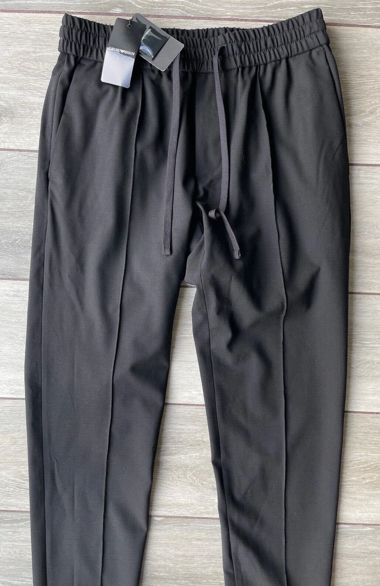 EMPORIO ARMANI BLACK DRAWSTRING TROUSERS PANTS CHINOS 3G1PL6 28
