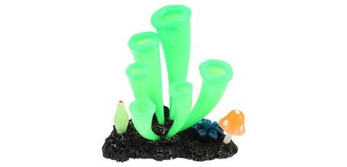 Piece of 1 Aquarium Simulation Horn Coral Silicone Coral Glow Ornament Green - Picture 2 of 8