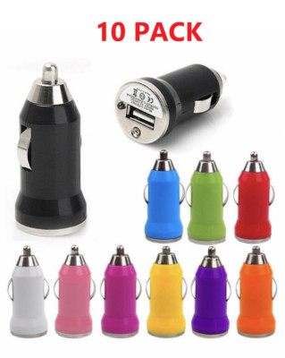 10x Color USB Car Cigarette Lighter DC Power Charger Adapter For iPhone X XS XR 