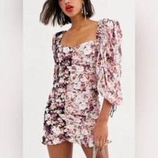 NWT For Love and Lemons Houston Floral Ballon Sleeve Mini Dress - S