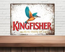 Kingfisher metal Beer sign, mancave, Beer Hut. Beer Signs. Garage bar.