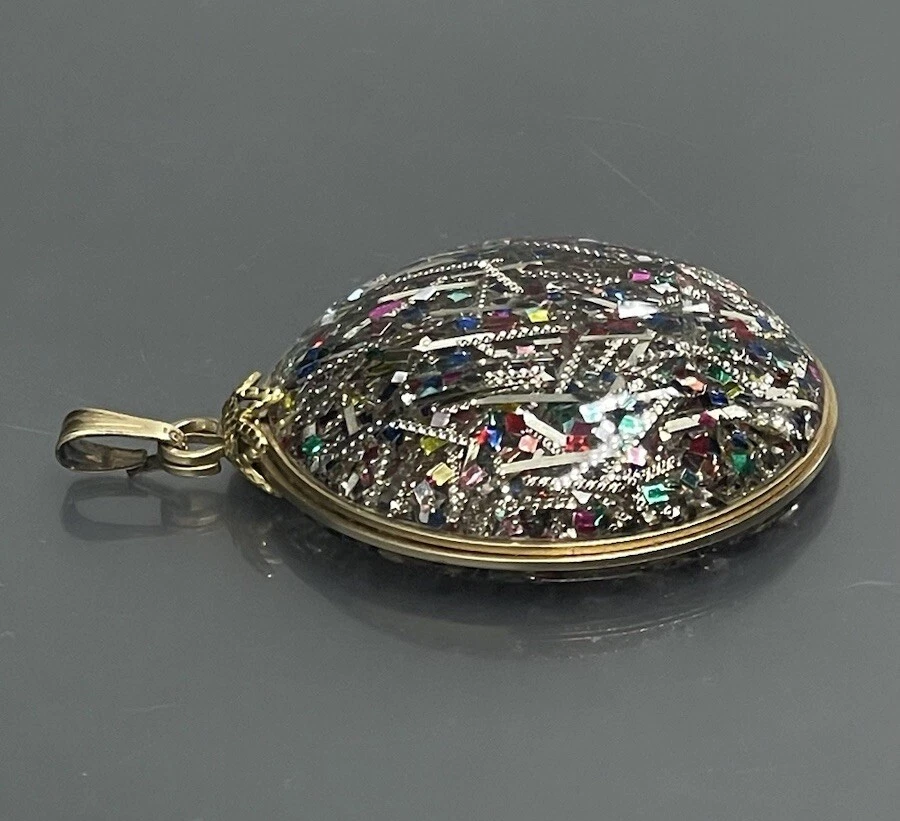 "Colgante para mujer 1/20 oro amarillo 12K relleno metal colorido confeti resina 1,5""" Foto 4 de 4