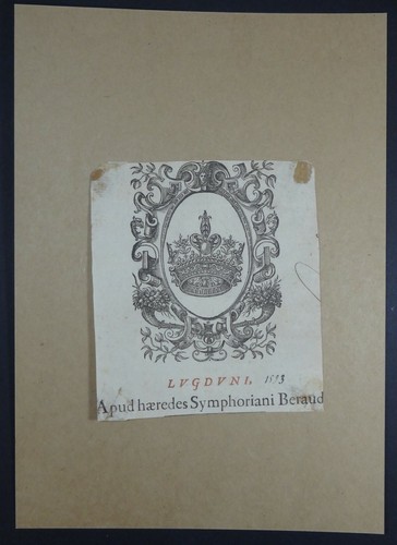 LYON MARQUE TYPOGRAPHIQUE Printer's Mark Les Héritiers de Symphorien BERAUD 1593 - Picture 2 of 2
