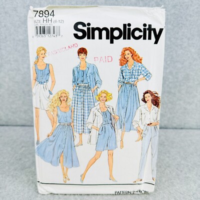 Simplicity 7894 Pants Shorts Shirt Top and Skirt Misses Size 6 12 Pattern
