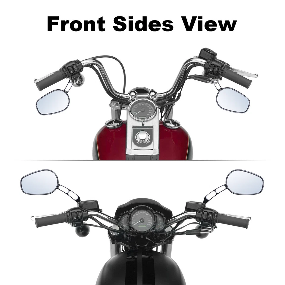 Black 8mm Thread Rear View Mirrors Fit For Harley Softail Slim Fat Boy Touring - Изображение 4 из 4