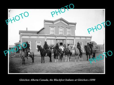 OLD LARGE HISTORIC PHOTO OF GLEICHEN CANADA VIEW OF THE BLACKFEET INDIANS 1890