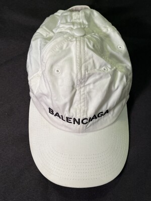 BALENCIAGA PARIS HAT MADE IN ITALY WHITE BASEBALL BEACH $450 CAP