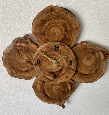 Handmade Rustic Walnut Wood Slice Wall Clock