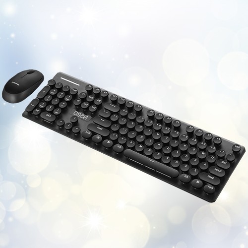 Drahtlose Tastatur Retro Round Keyboard -Set (schwarz) Spieletastatur Tastatur - Afbeelding 8 van 11