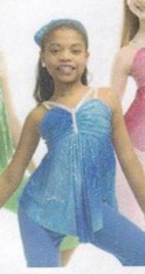 Girl Curtain Call Costume Blue Glitter Gala Dance Jazz Swing Top Pants CLA
