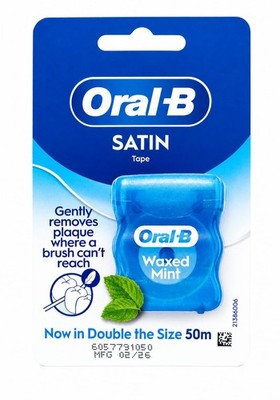 Oral-B Satin Tape Zahnseide entfernen Plaque gewachst neuwertig - 50m Rolle x 2