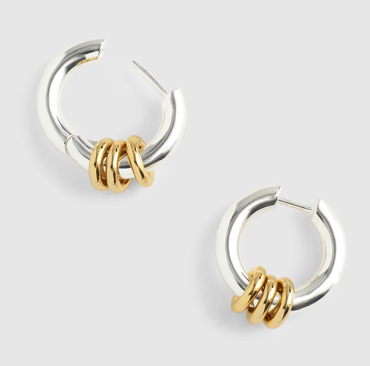 Madewell Mixed-Metal Triple-Ring Hoop Earrings NWT