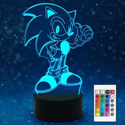 Sonic Hedgehog Spielzeug 3D nachtlicht -16 Farbvariationen LED Illusion Lampe