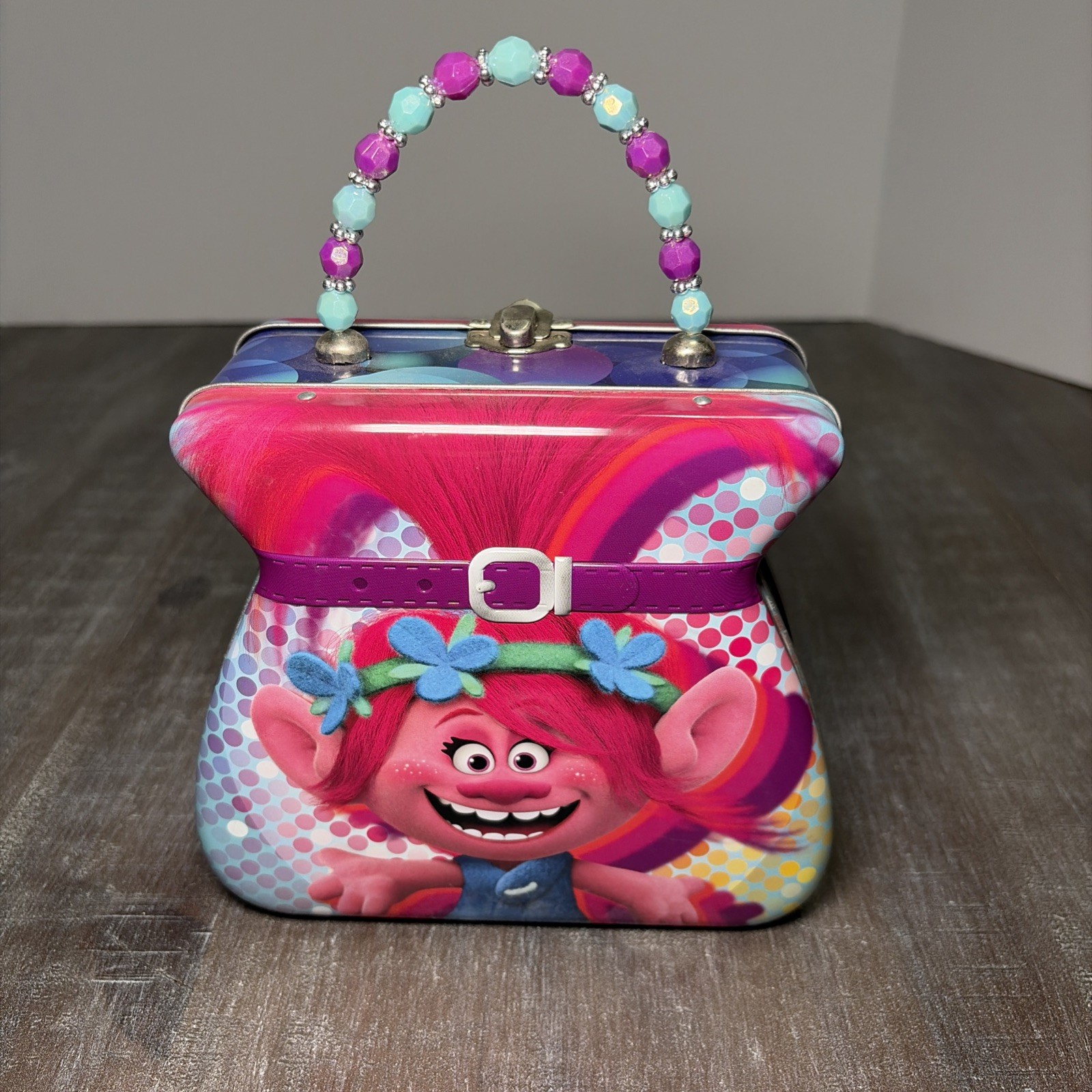 DreamWorks Trolls Movie Tin Purse Bag Storage Box w/ Handle