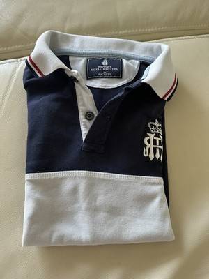 Hackett Henley Royal Regatta Polo Shirt Blau Weiß Gr. 9/10 Jahre