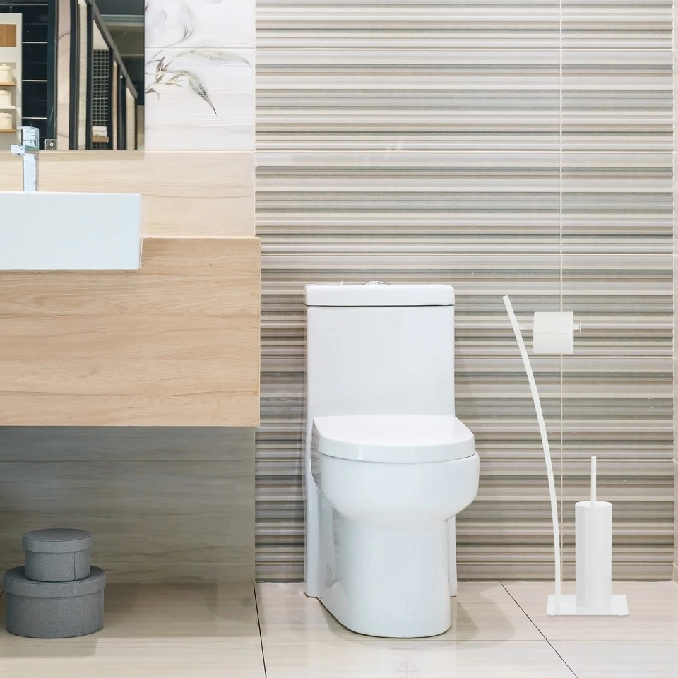 Serviteur de toilettes avec brosse blanc ensemble accessoires WC 1,78 kg - Photo 2/4